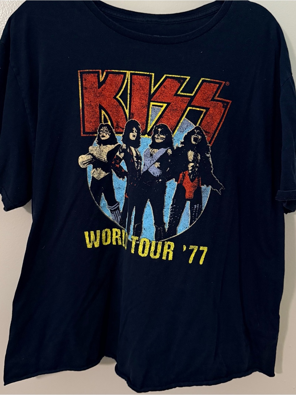 Kiss Black Tee with Red, Yellow & Blue Tour Graphic
